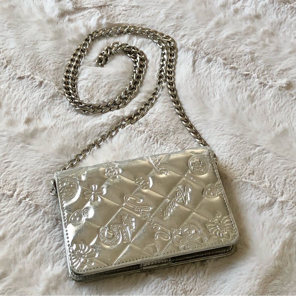 COPY - Chanel Precious Symbols Silver Leather Agenda With Crossbody Chain